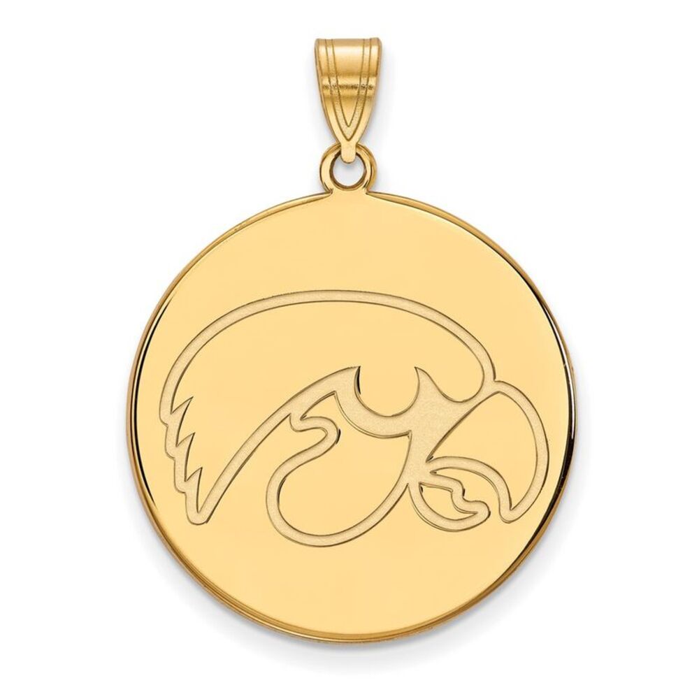 14K Yellow Gold University of Iowa XL Round Disc Pendant